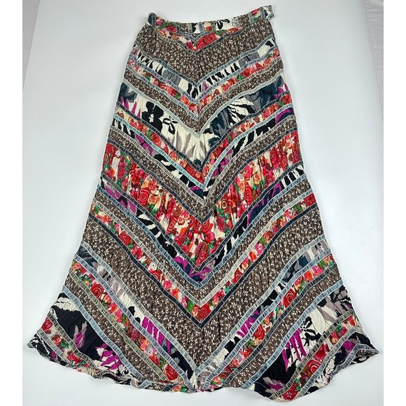 Free People Dresses & Skirts - Free People Size 6 Rare Multi-Color Dark Boho Nature Patchwork Maxi Skirt